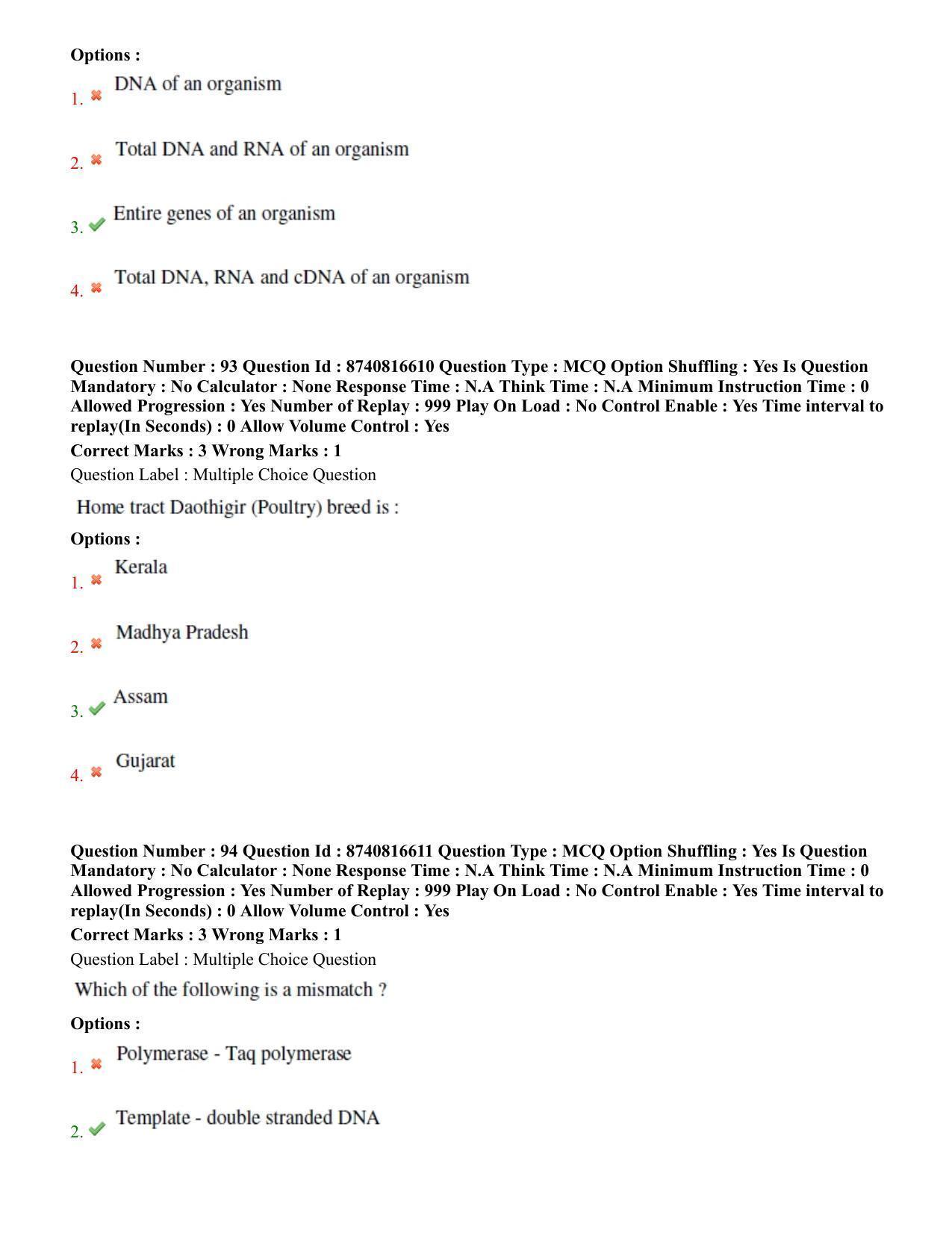 BHU RET Animal Genetics and Breeding  2020 Question Paper  - Page 50
