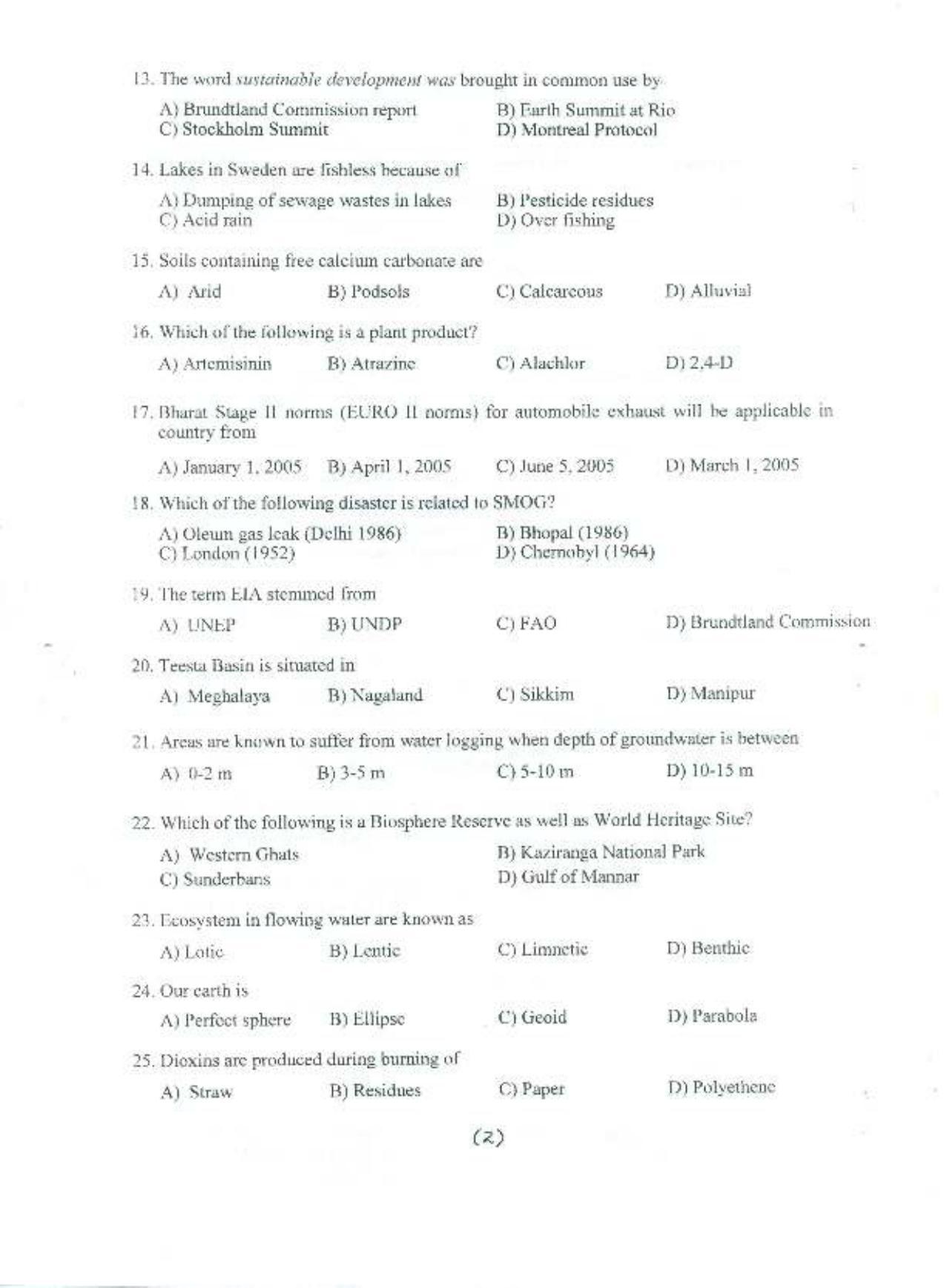PU MPET Environment Science 2015 Question Paper - Page 3