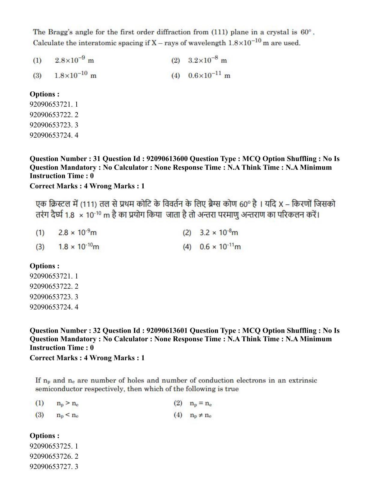 CUET PG 2023: SCQP18 – Material Science and Technology(Hin)-Shift 1 (12-06-2023) Question Paper - Page 32