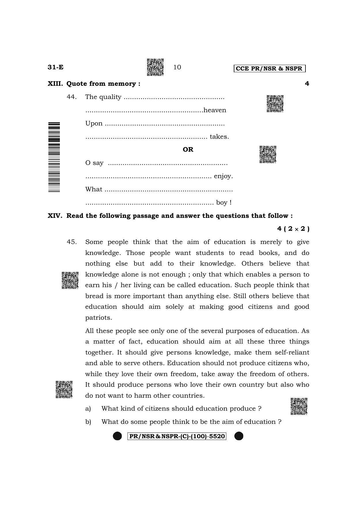 Karnataka SSLC Second Language English (Supplementary) Question Paper 2022 (C Version) - Page 10
