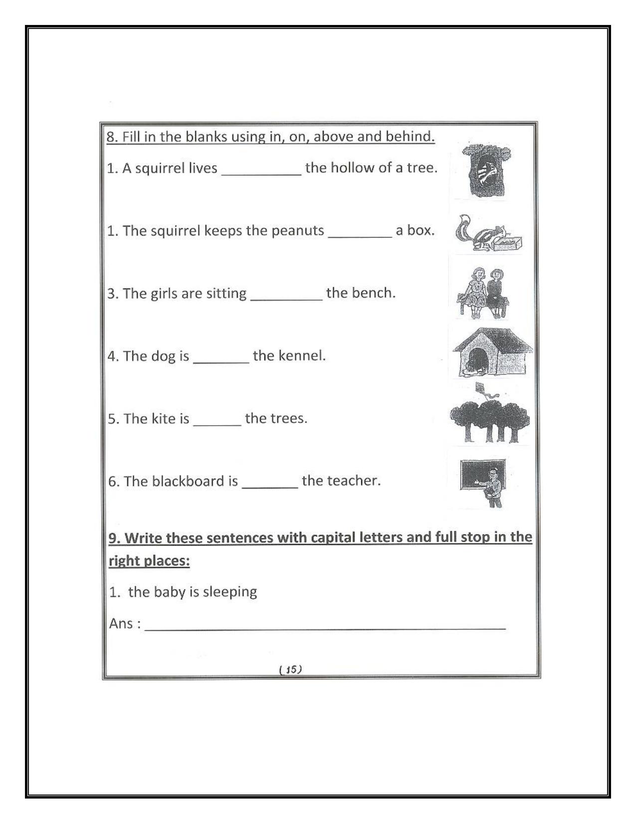 Worksheet for Class 1 English Assignment 38 - Page 9