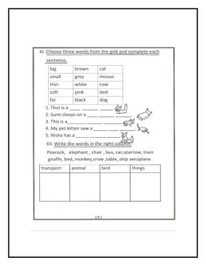Worksheet for Class 1 English Assignment 38
