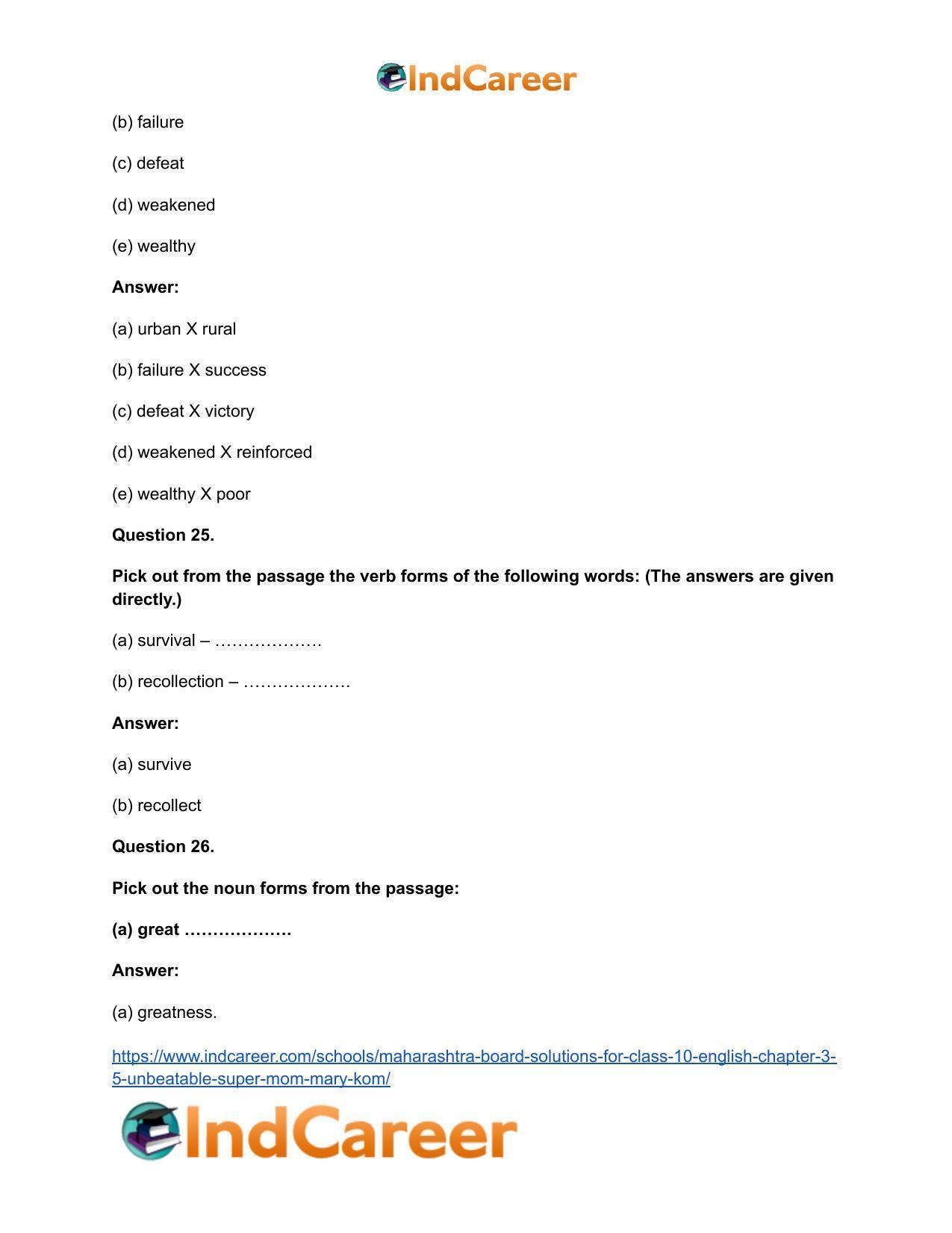 Maharashtra Board Solutions for Class 10- English: Chapter 3.5- Unbeatable Super Mom-Mary Kom - Page 23