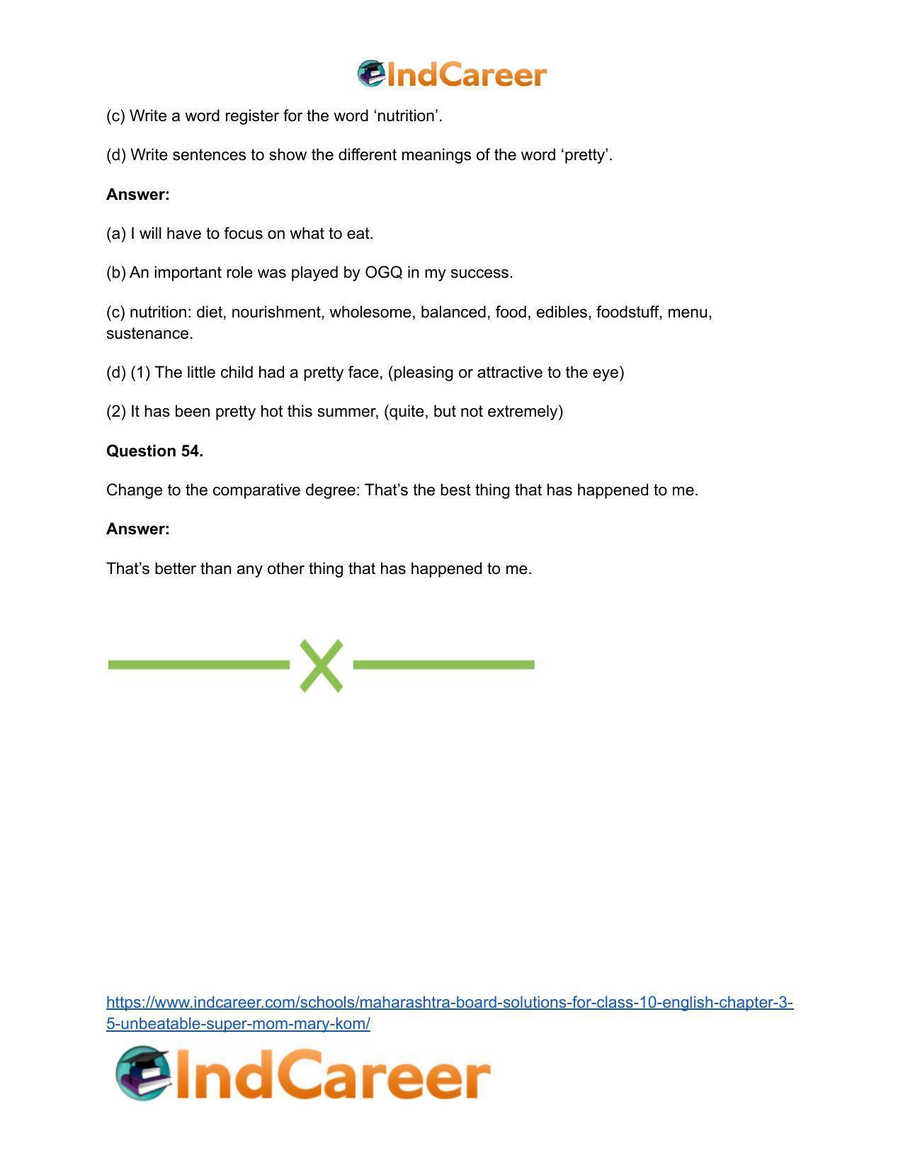 Maharashtra Board Solutions for Class 10- English: Chapter 3.5- Unbeatable Super Mom-Mary Kom - Page 33