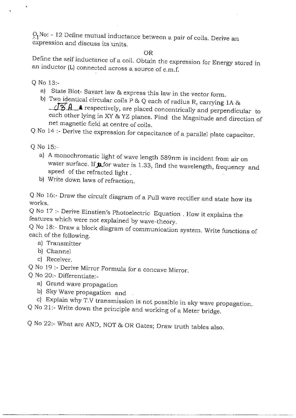 JKBOSE Class 12 Physics Model Question Paper 2023 - Page 2