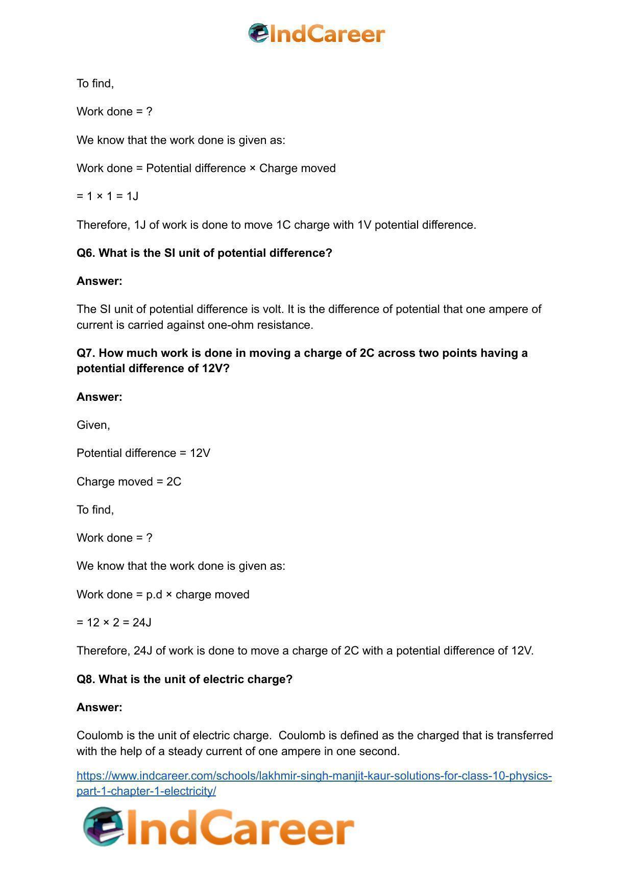 Lakhmir Singh Manjit Kaur  Solutions for Class 10 Physics (Part 1) Chapter 1- Electricity - Page 4