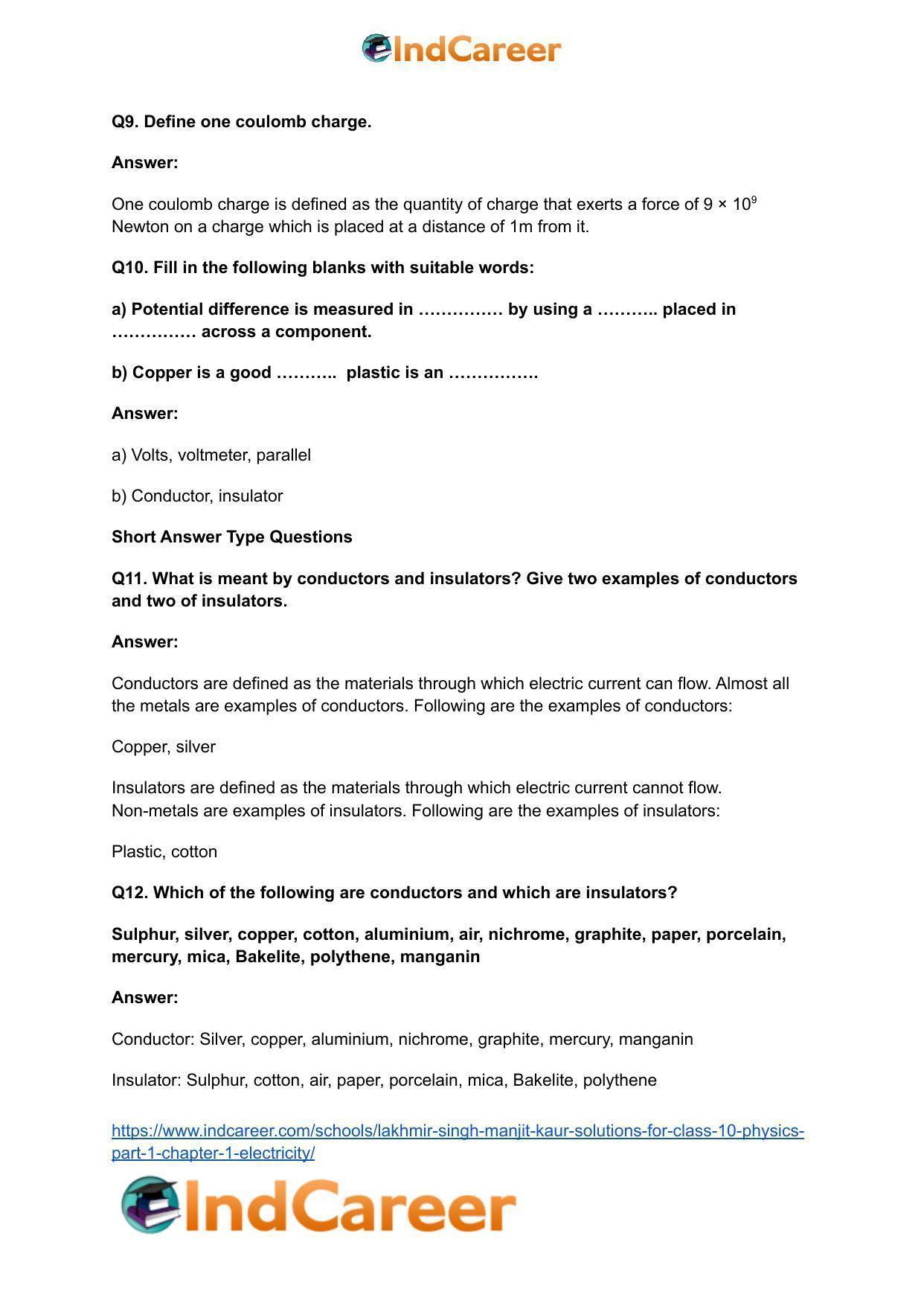 Lakhmir Singh Manjit Kaur  Solutions for Class 10 Physics (Part 1) Chapter 1- Electricity - Page 5