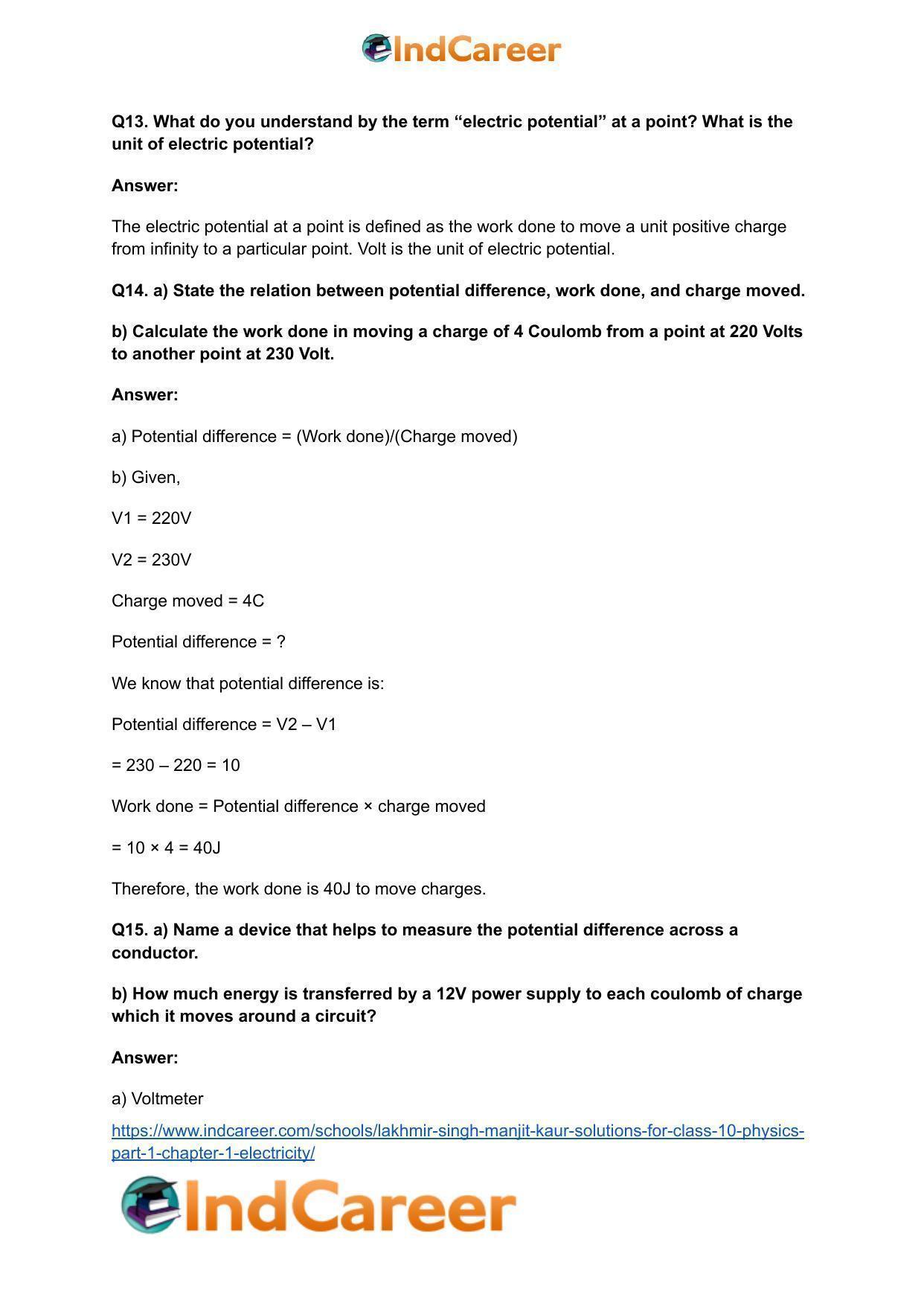 Lakhmir Singh Manjit Kaur  Solutions for Class 10 Physics (Part 1) Chapter 1- Electricity - Page 6