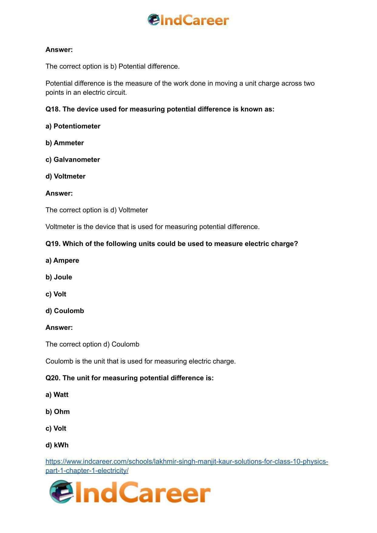 Lakhmir Singh Manjit Kaur  Solutions for Class 10 Physics (Part 1) Chapter 1- Electricity - Page 9