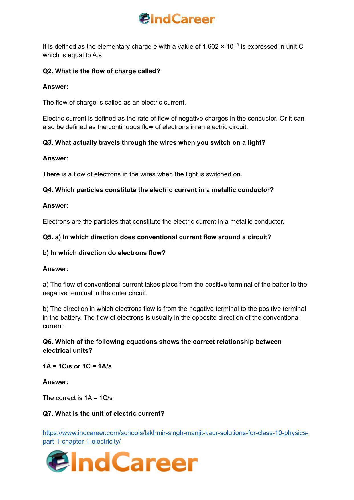Lakhmir Singh Manjit Kaur  Solutions for Class 10 Physics (Part 1) Chapter 1- Electricity - Page 12