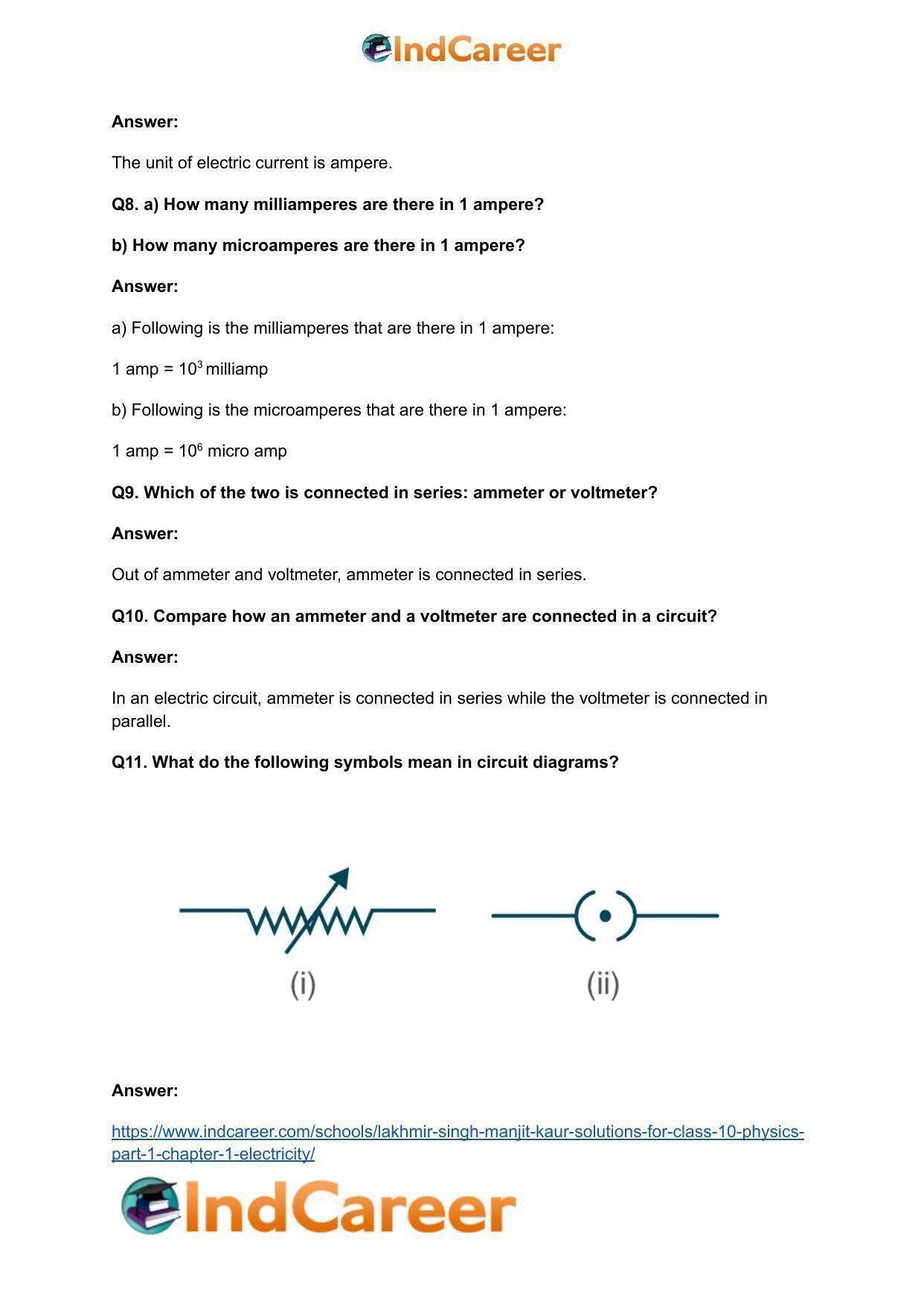 Lakhmir Singh Manjit Kaur  Solutions for Class 10 Physics (Part 1) Chapter 1- Electricity - Page 13