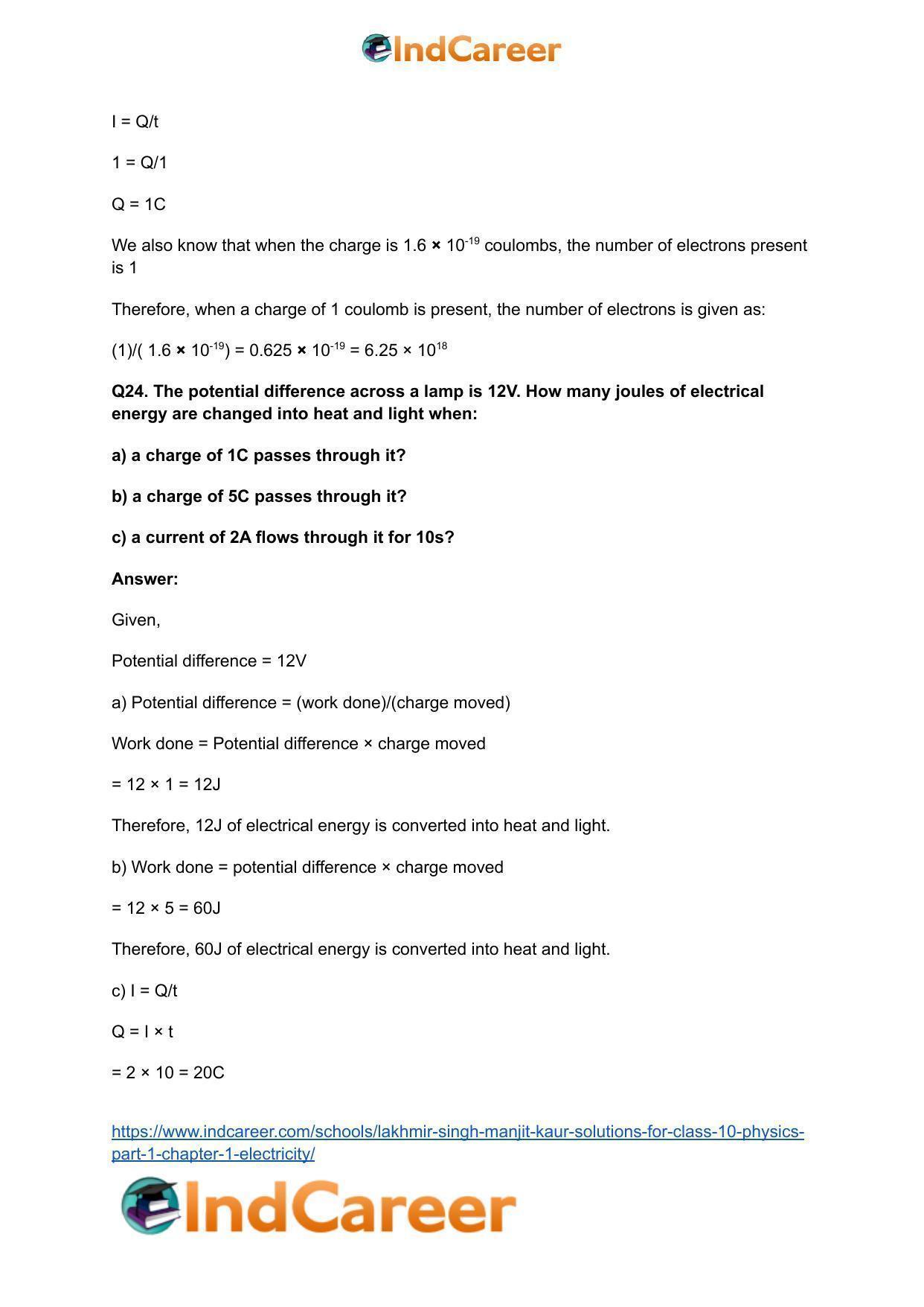 Lakhmir Singh Manjit Kaur  Solutions for Class 10 Physics (Part 1) Chapter 1- Electricity - Page 21