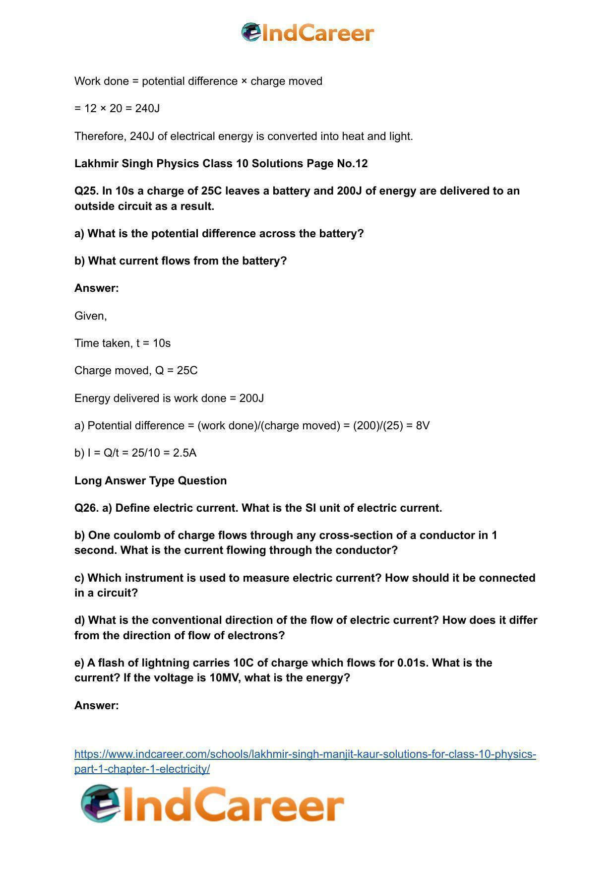 Lakhmir Singh Manjit Kaur  Solutions for Class 10 Physics (Part 1) Chapter 1- Electricity - Page 22