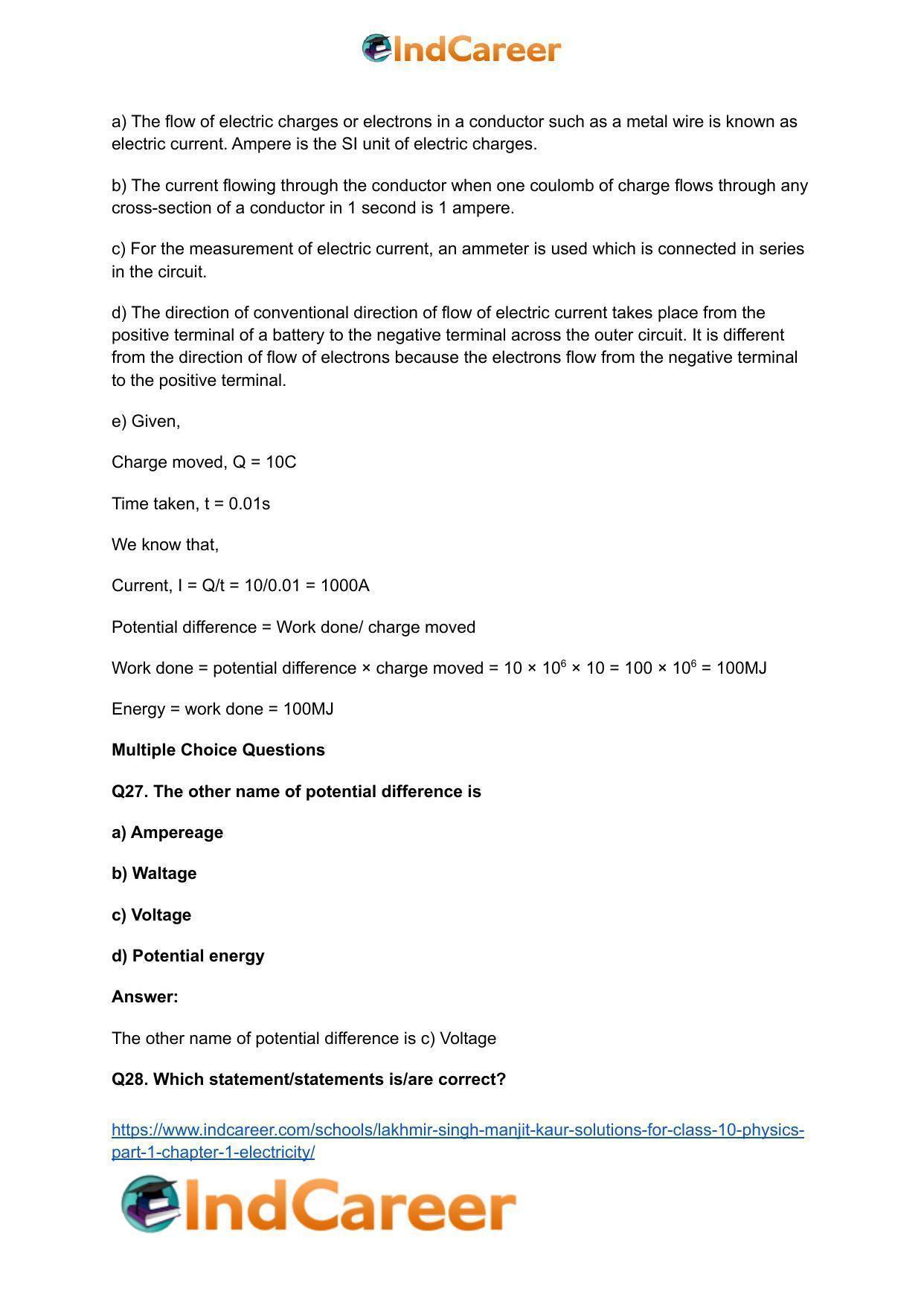 Lakhmir Singh Manjit Kaur  Solutions for Class 10 Physics (Part 1) Chapter 1- Electricity - Page 23