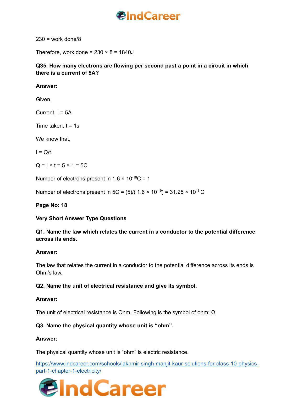 Lakhmir Singh Manjit Kaur  Solutions for Class 10 Physics (Part 1) Chapter 1- Electricity - Page 28