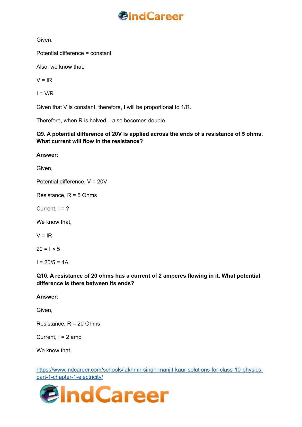 Lakhmir Singh Manjit Kaur  Solutions for Class 10 Physics (Part 1) Chapter 1- Electricity - Page 30
