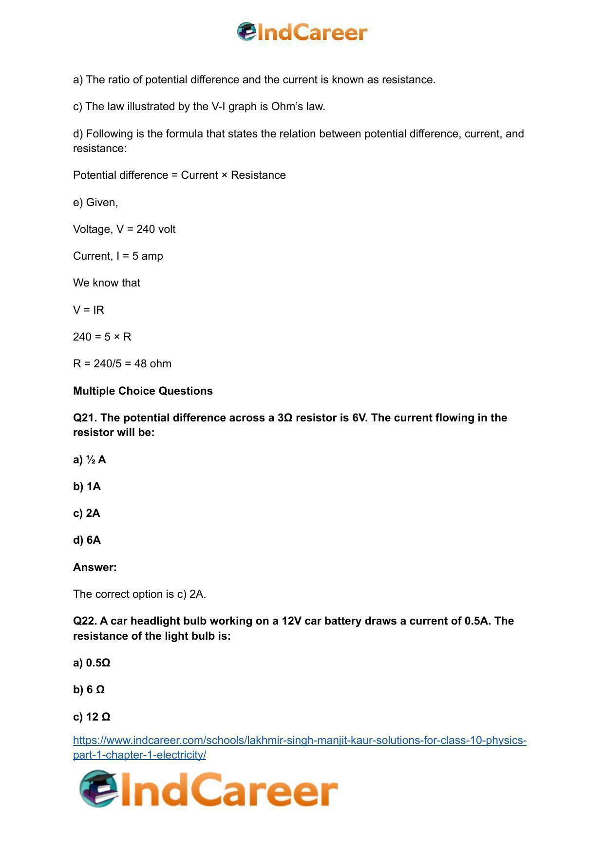 Lakhmir Singh Manjit Kaur  Solutions for Class 10 Physics (Part 1) Chapter 1- Electricity - Page 37