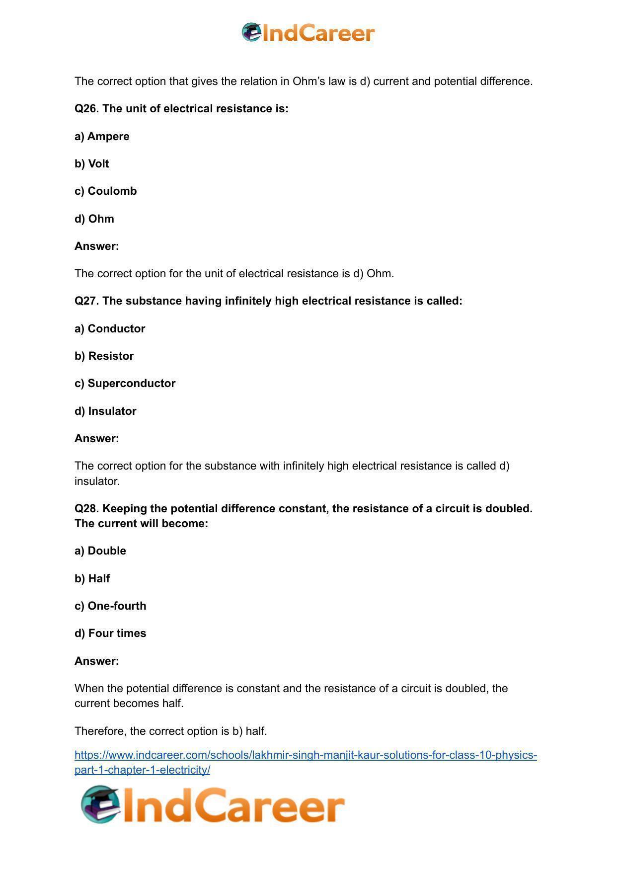 Lakhmir Singh Manjit Kaur  Solutions for Class 10 Physics (Part 1) Chapter 1- Electricity - Page 39
