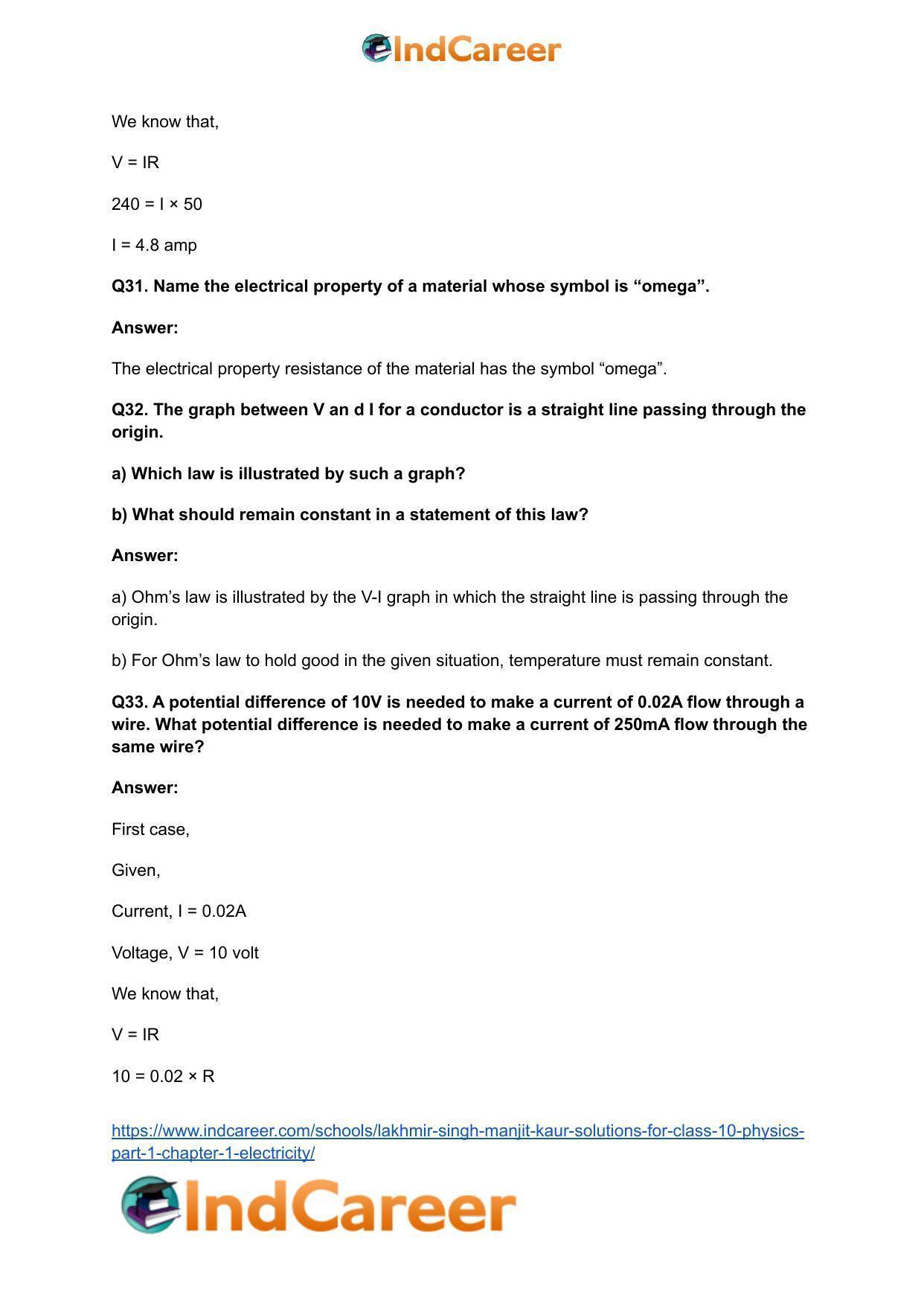 Lakhmir Singh Manjit Kaur  Solutions for Class 10 Physics (Part 1) Chapter 1- Electricity - Page 41