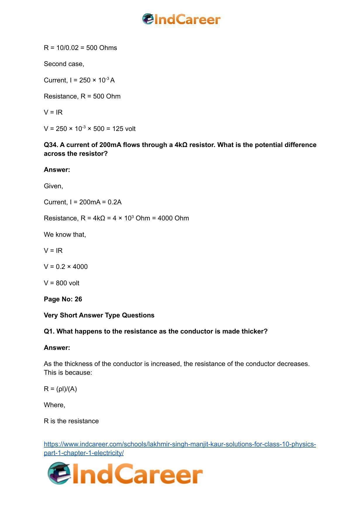 Lakhmir Singh Manjit Kaur  Solutions for Class 10 Physics (Part 1) Chapter 1- Electricity - Page 42