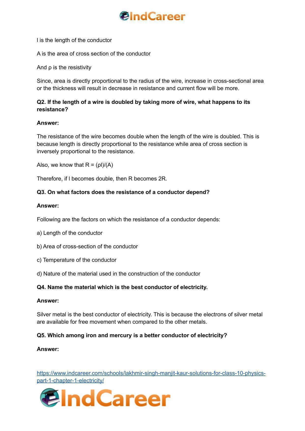 Lakhmir Singh Manjit Kaur  Solutions for Class 10 Physics (Part 1) Chapter 1- Electricity - Page 43
