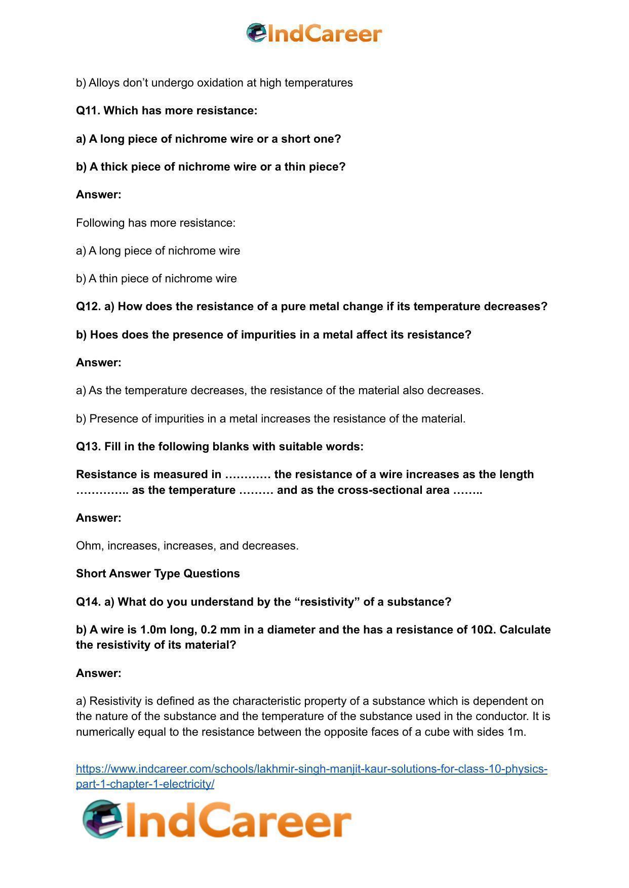 Lakhmir Singh Manjit Kaur  Solutions for Class 10 Physics (Part 1) Chapter 1- Electricity - Page 45