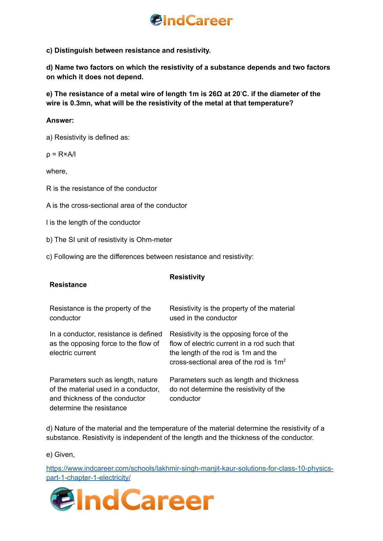 Lakhmir Singh Manjit Kaur  Solutions for Class 10 Physics (Part 1) Chapter 1- Electricity - Page 51