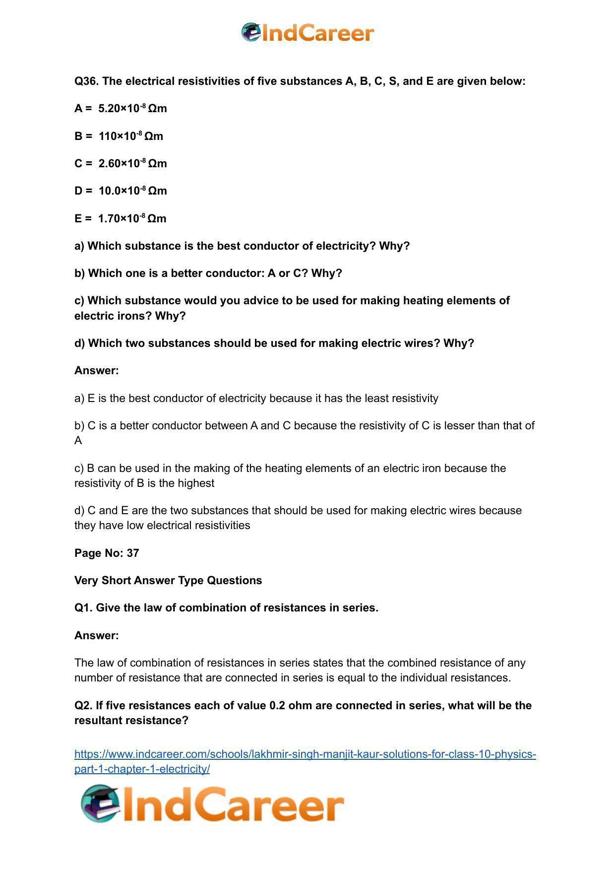 Lakhmir Singh Manjit Kaur  Solutions for Class 10 Physics (Part 1) Chapter 1- Electricity - Page 57
