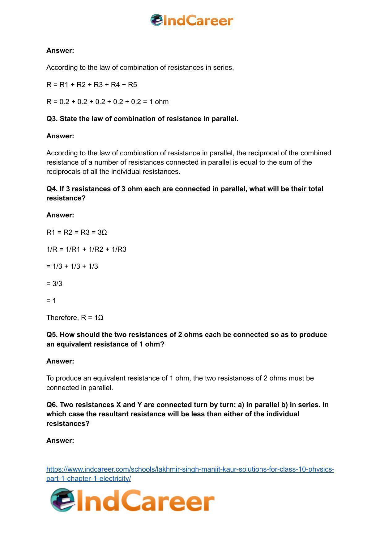 Lakhmir Singh Manjit Kaur  Solutions for Class 10 Physics (Part 1) Chapter 1- Electricity - Page 58