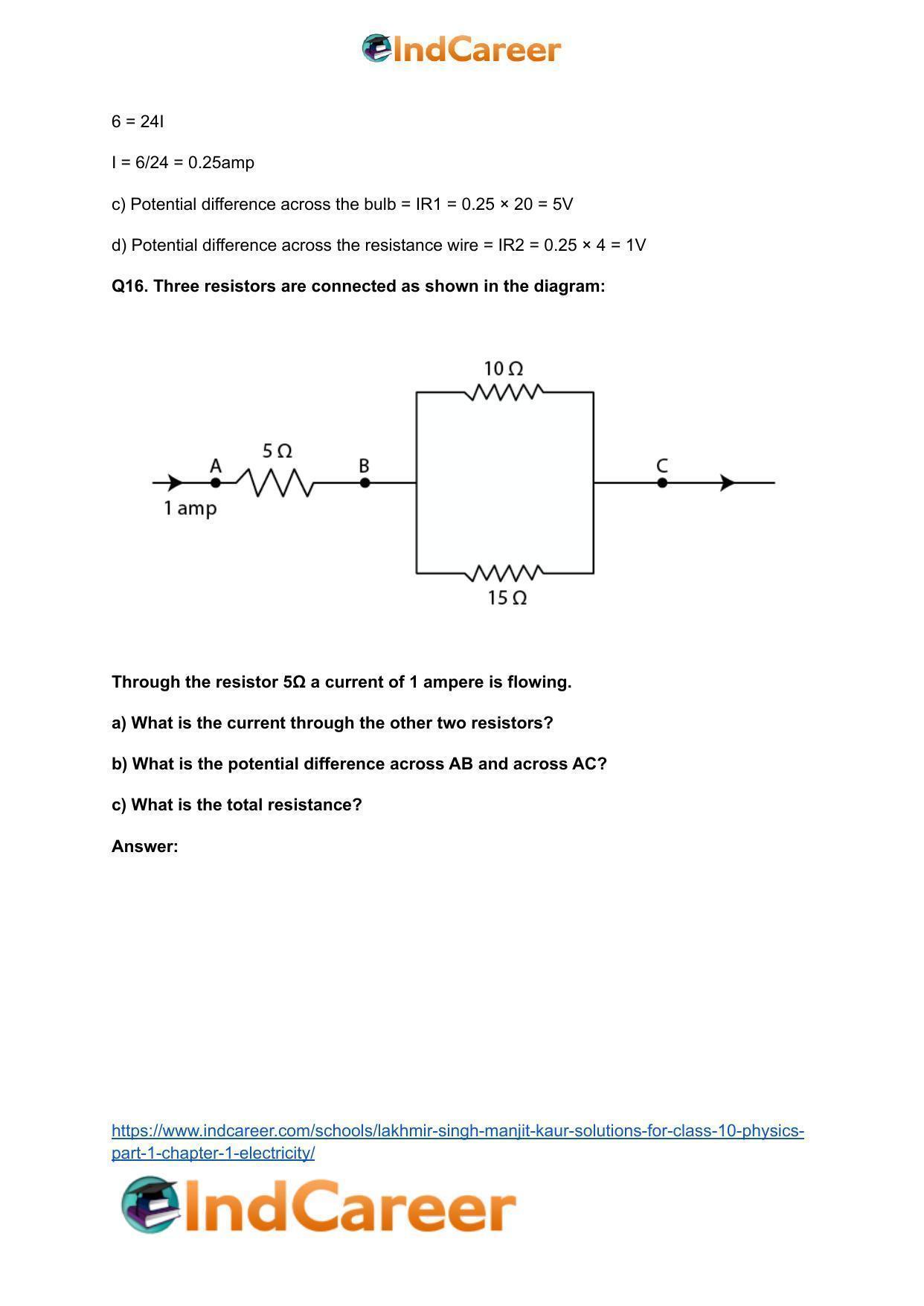 Lakhmir Singh Manjit Kaur  Solutions for Class 10 Physics (Part 1) Chapter 1- Electricity - Page 66
