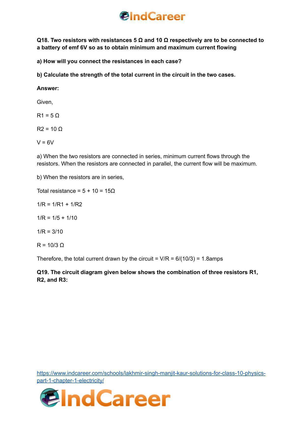 Lakhmir Singh Manjit Kaur  Solutions for Class 10 Physics (Part 1) Chapter 1- Electricity - Page 69