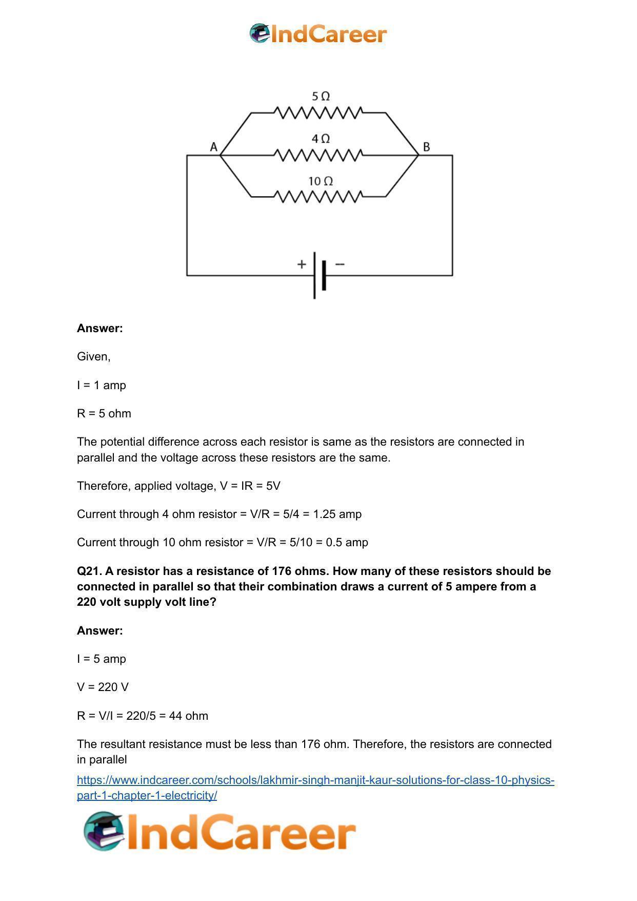 Lakhmir Singh Manjit Kaur  Solutions for Class 10 Physics (Part 1) Chapter 1- Electricity - Page 71