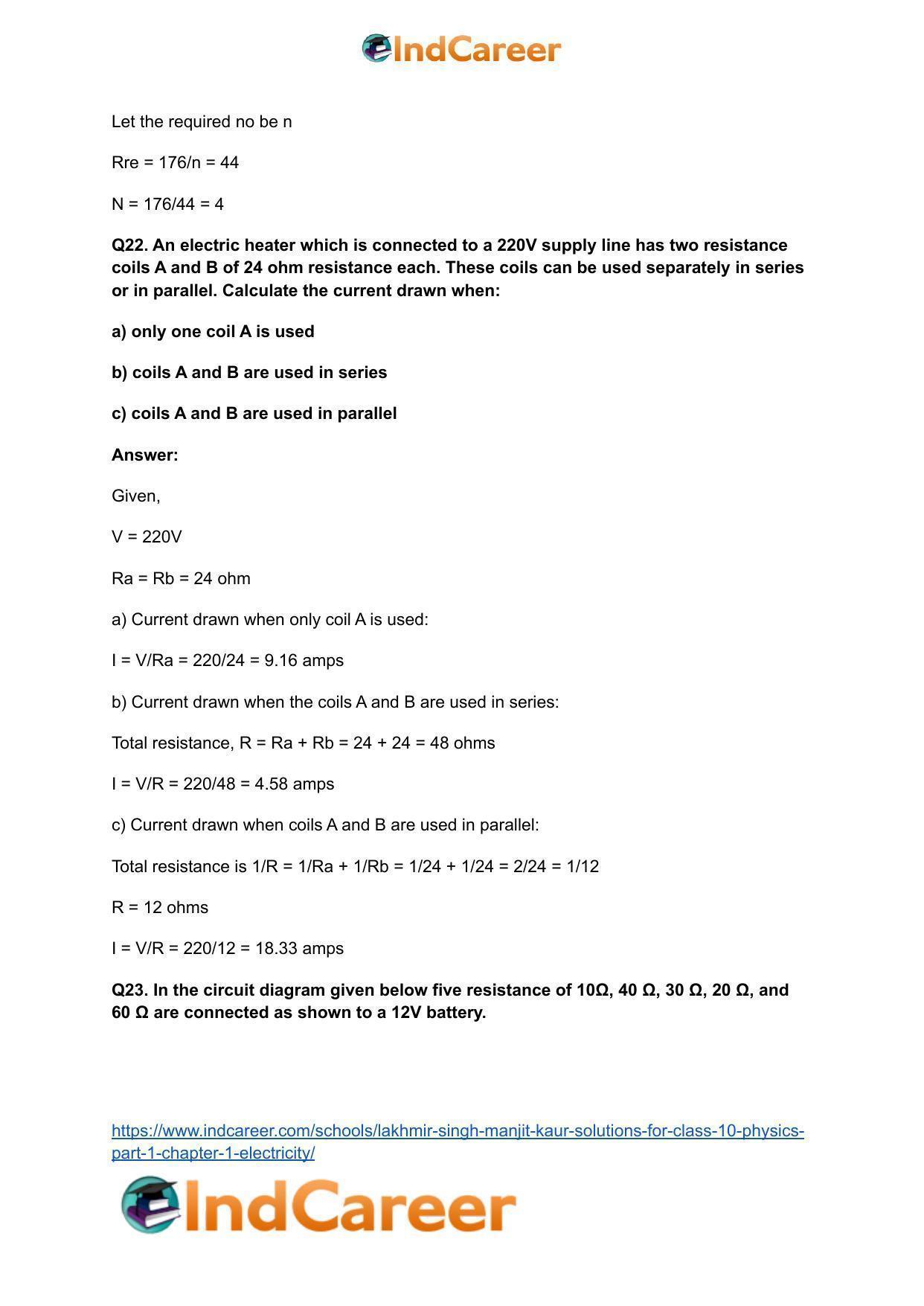Lakhmir Singh Manjit Kaur  Solutions for Class 10 Physics (Part 1) Chapter 1- Electricity - Page 72