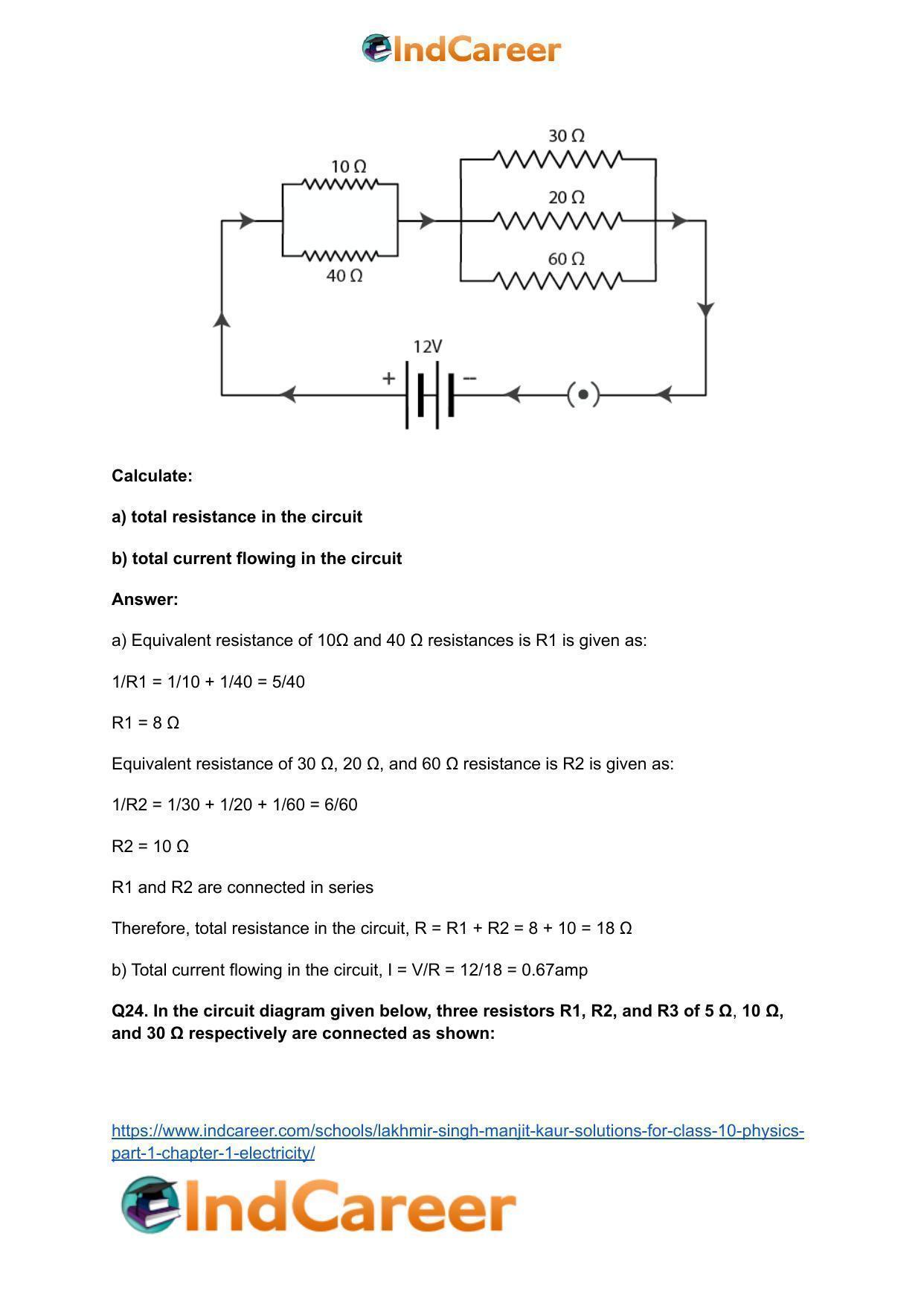 Lakhmir Singh Manjit Kaur  Solutions for Class 10 Physics (Part 1) Chapter 1- Electricity - Page 73