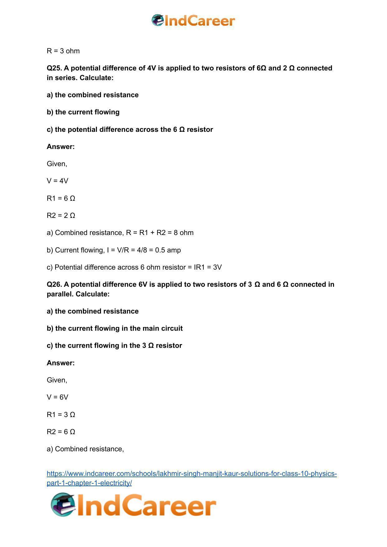 Lakhmir Singh Manjit Kaur  Solutions for Class 10 Physics (Part 1) Chapter 1- Electricity - Page 75