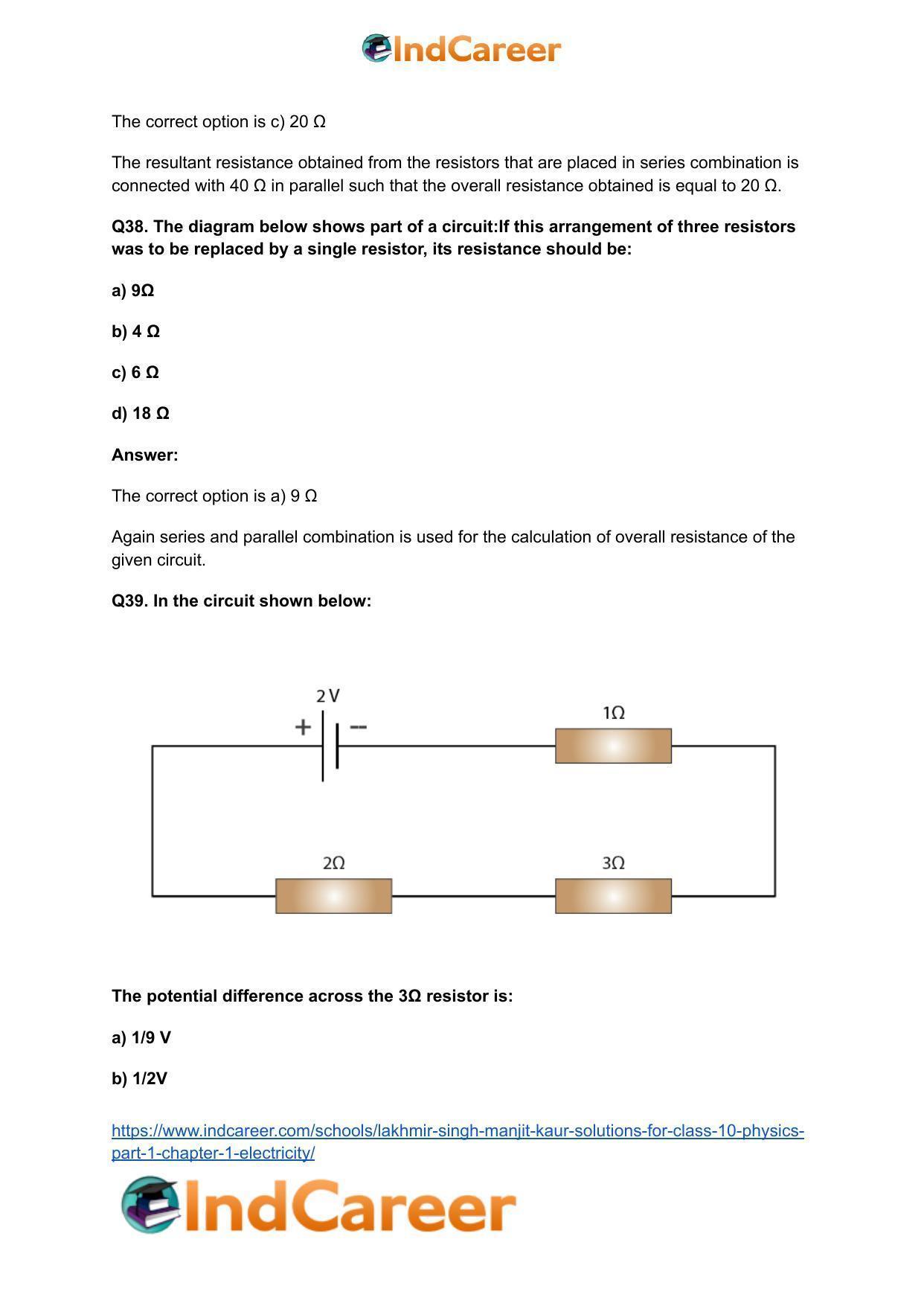 Lakhmir Singh Manjit Kaur  Solutions for Class 10 Physics (Part 1) Chapter 1- Electricity - Page 89