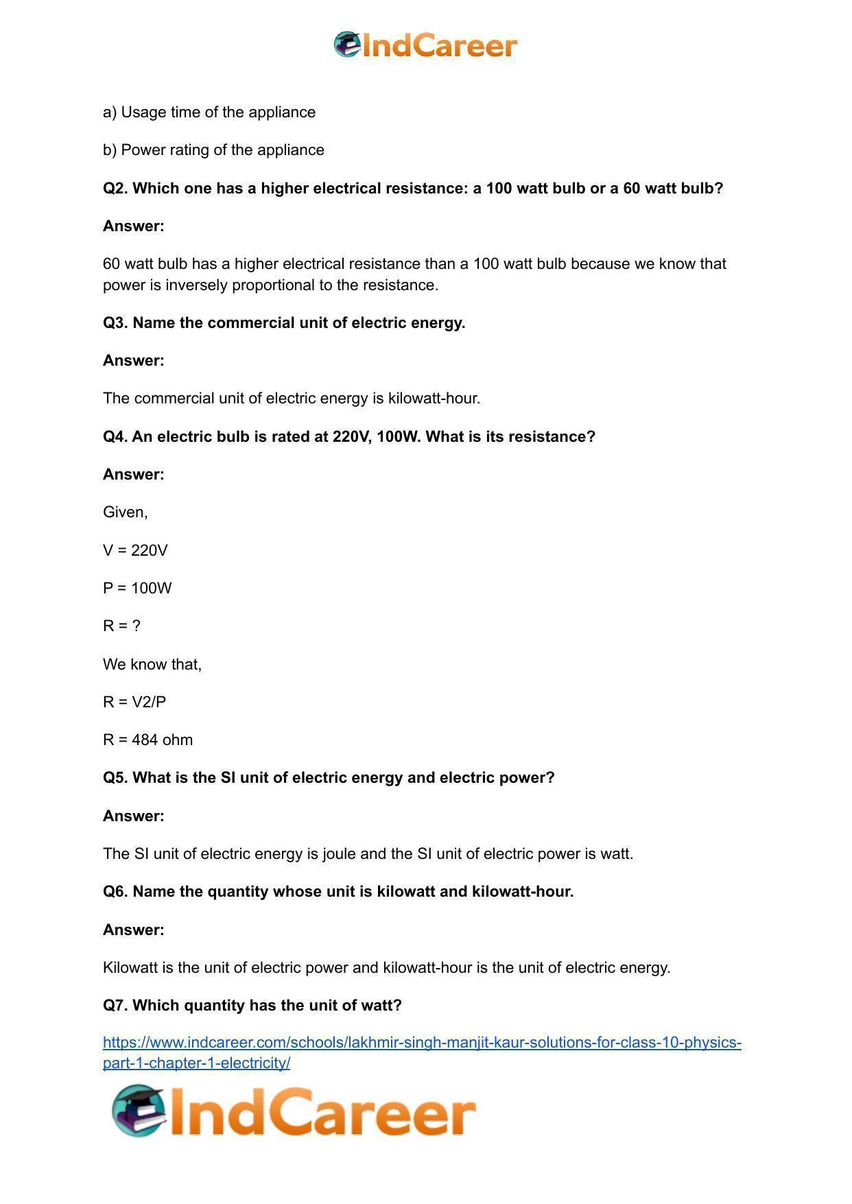 Lakhmir Singh Manjit Kaur  Solutions for Class 10 Physics (Part 1) Chapter 1- Electricity - Page 101