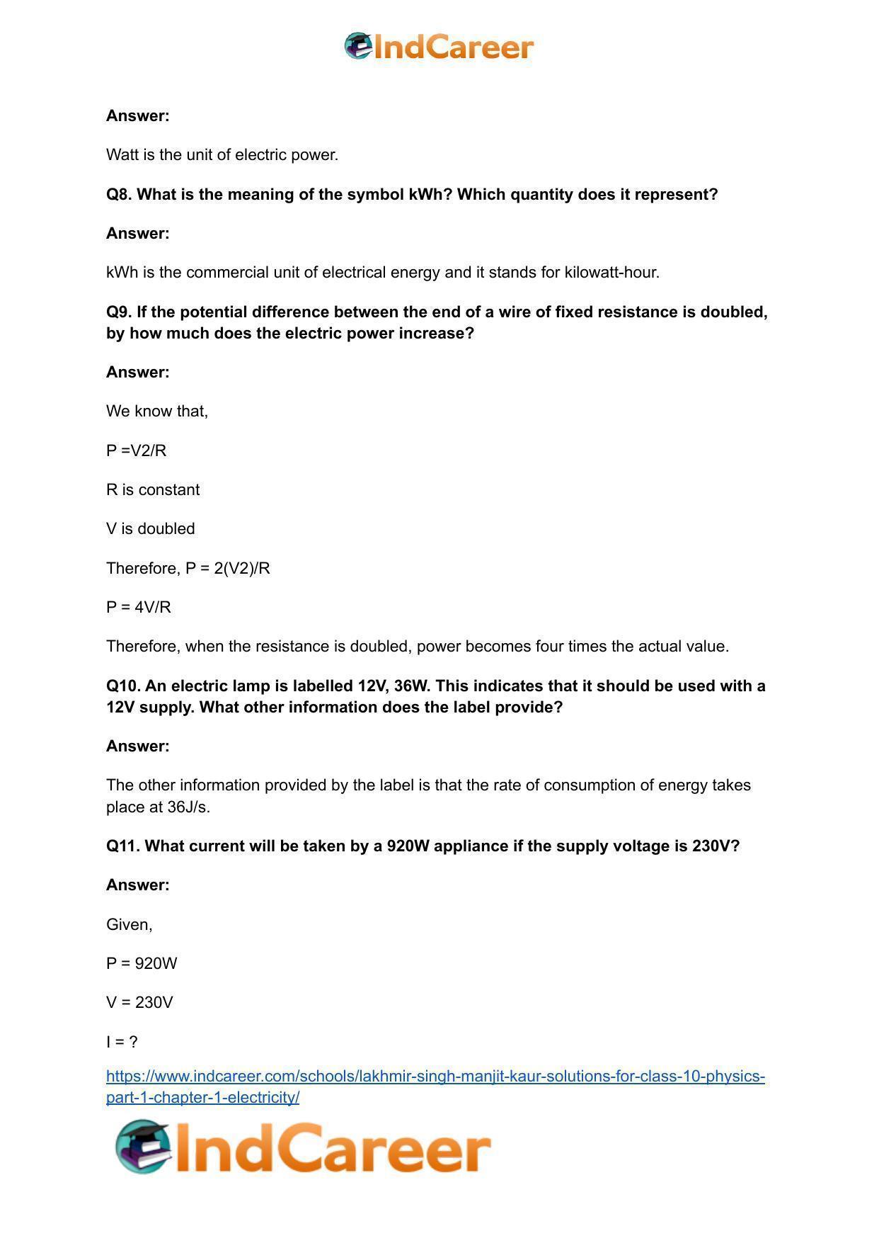 Lakhmir Singh Manjit Kaur  Solutions for Class 10 Physics (Part 1) Chapter 1- Electricity - Page 102