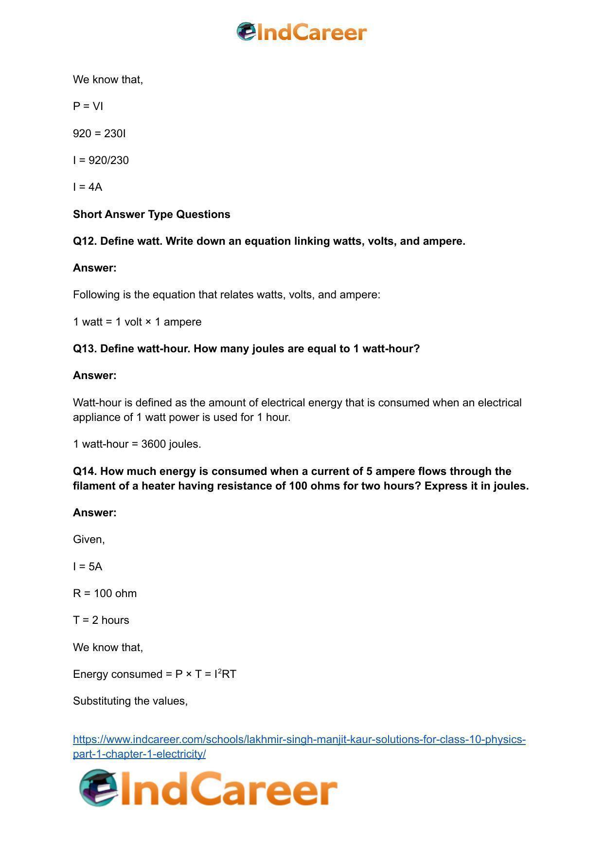 Lakhmir Singh Manjit Kaur  Solutions for Class 10 Physics (Part 1) Chapter 1- Electricity - Page 103