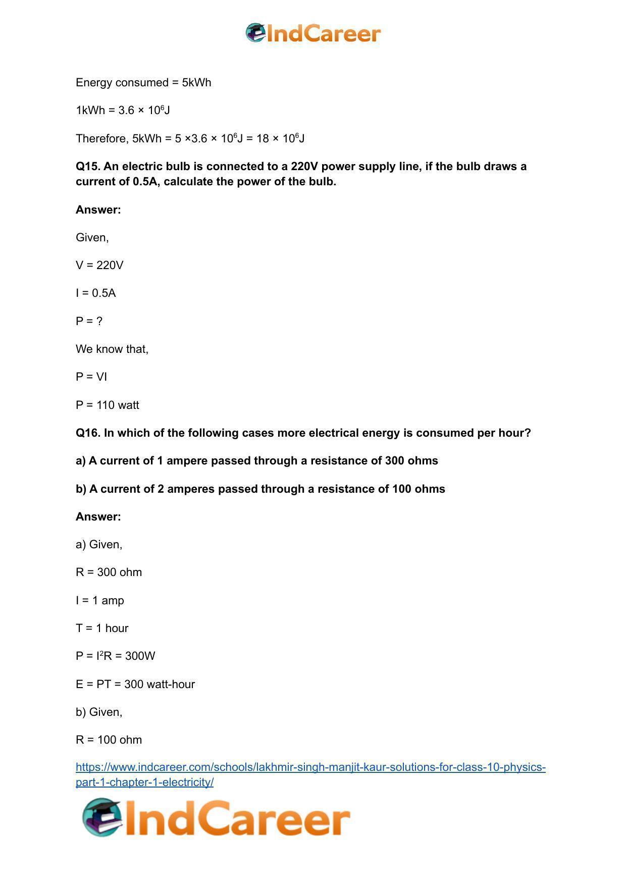 Lakhmir Singh Manjit Kaur  Solutions for Class 10 Physics (Part 1) Chapter 1- Electricity - Page 104