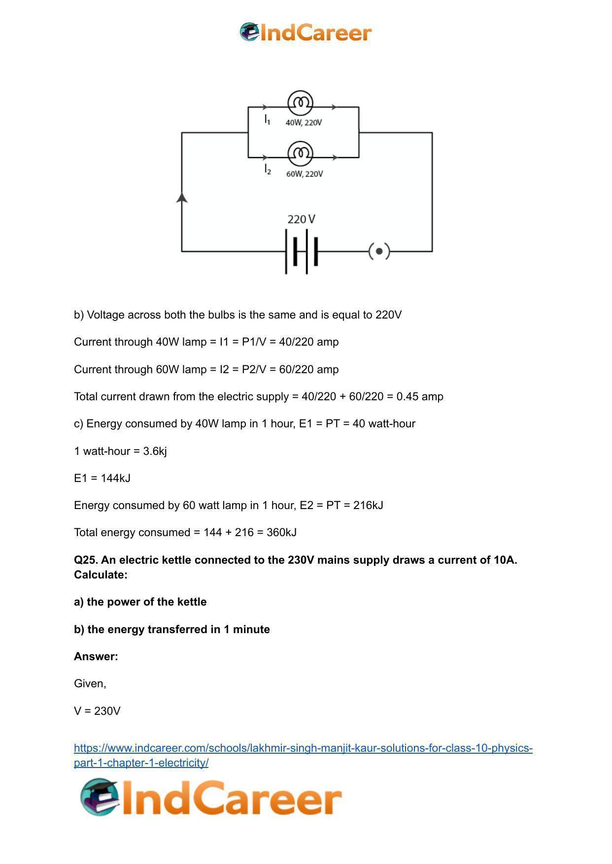 Lakhmir Singh Manjit Kaur  Solutions for Class 10 Physics (Part 1) Chapter 1- Electricity - Page 110