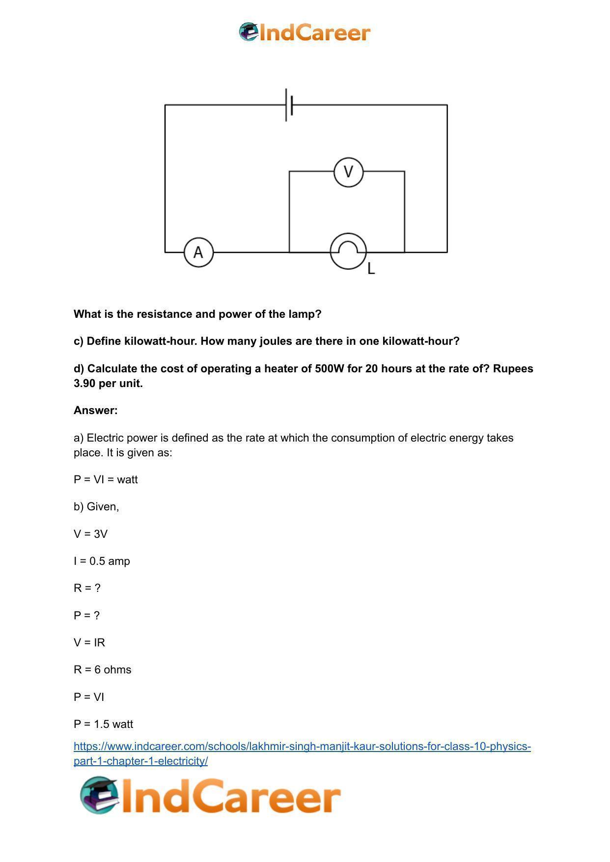 Lakhmir Singh Manjit Kaur  Solutions for Class 10 Physics (Part 1) Chapter 1- Electricity - Page 113