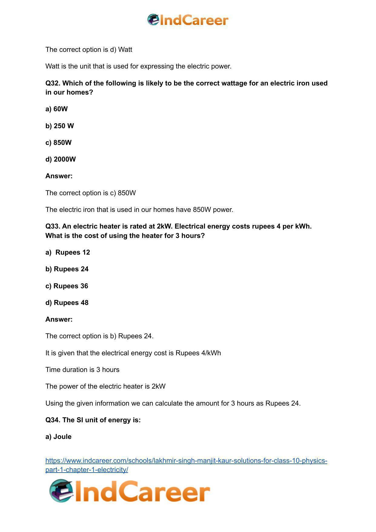 Lakhmir Singh Manjit Kaur  Solutions for Class 10 Physics (Part 1) Chapter 1- Electricity - Page 115