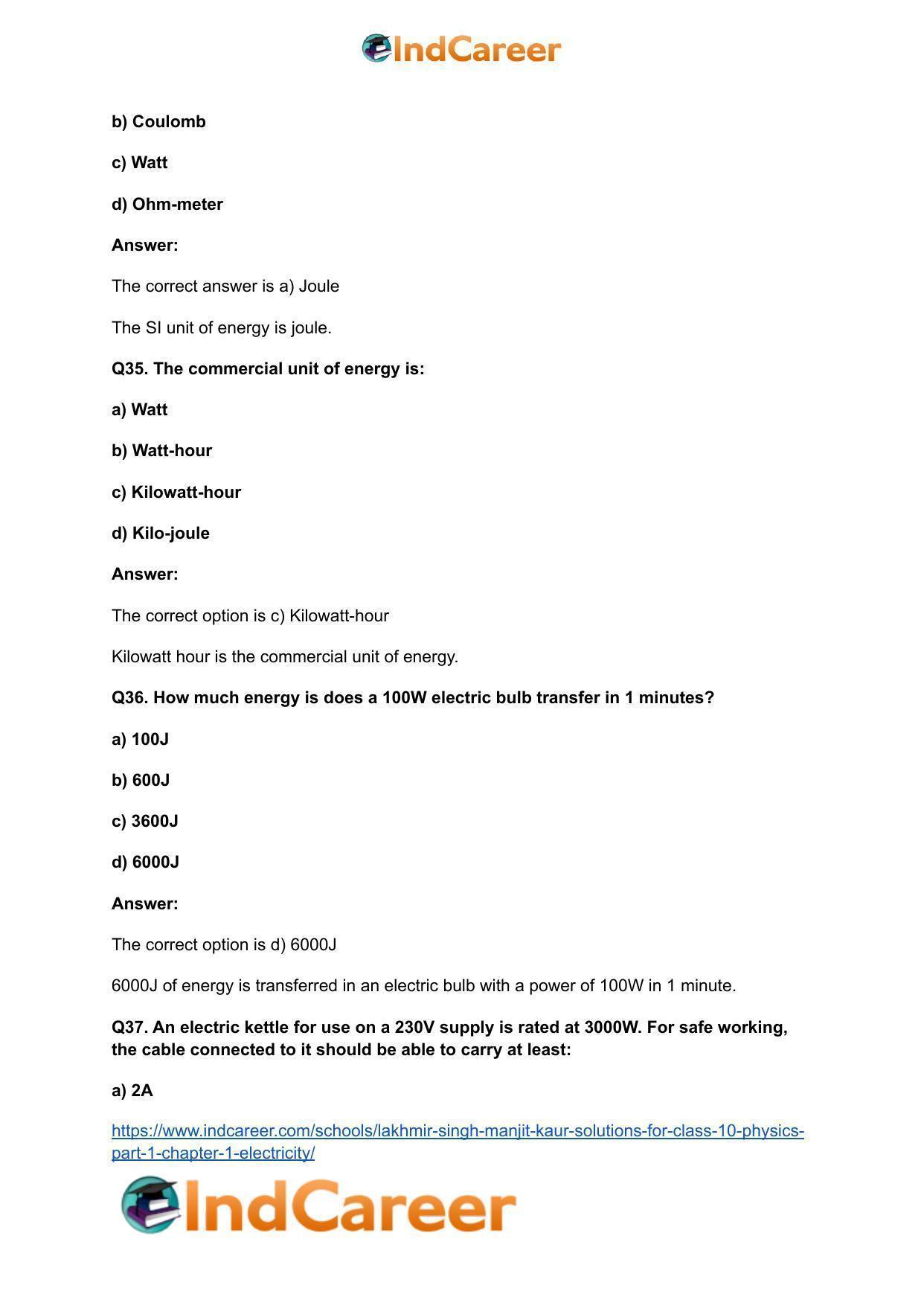 Lakhmir Singh Manjit Kaur  Solutions for Class 10 Physics (Part 1) Chapter 1- Electricity - Page 116