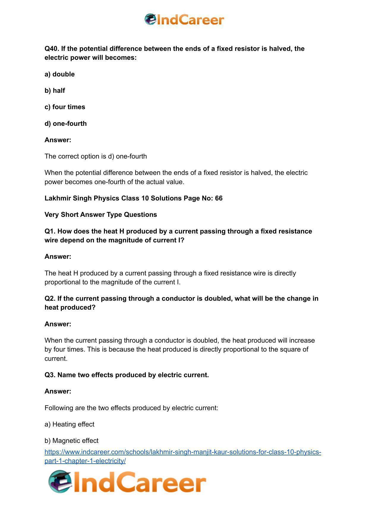 Lakhmir Singh Manjit Kaur  Solutions for Class 10 Physics (Part 1) Chapter 1- Electricity - Page 118