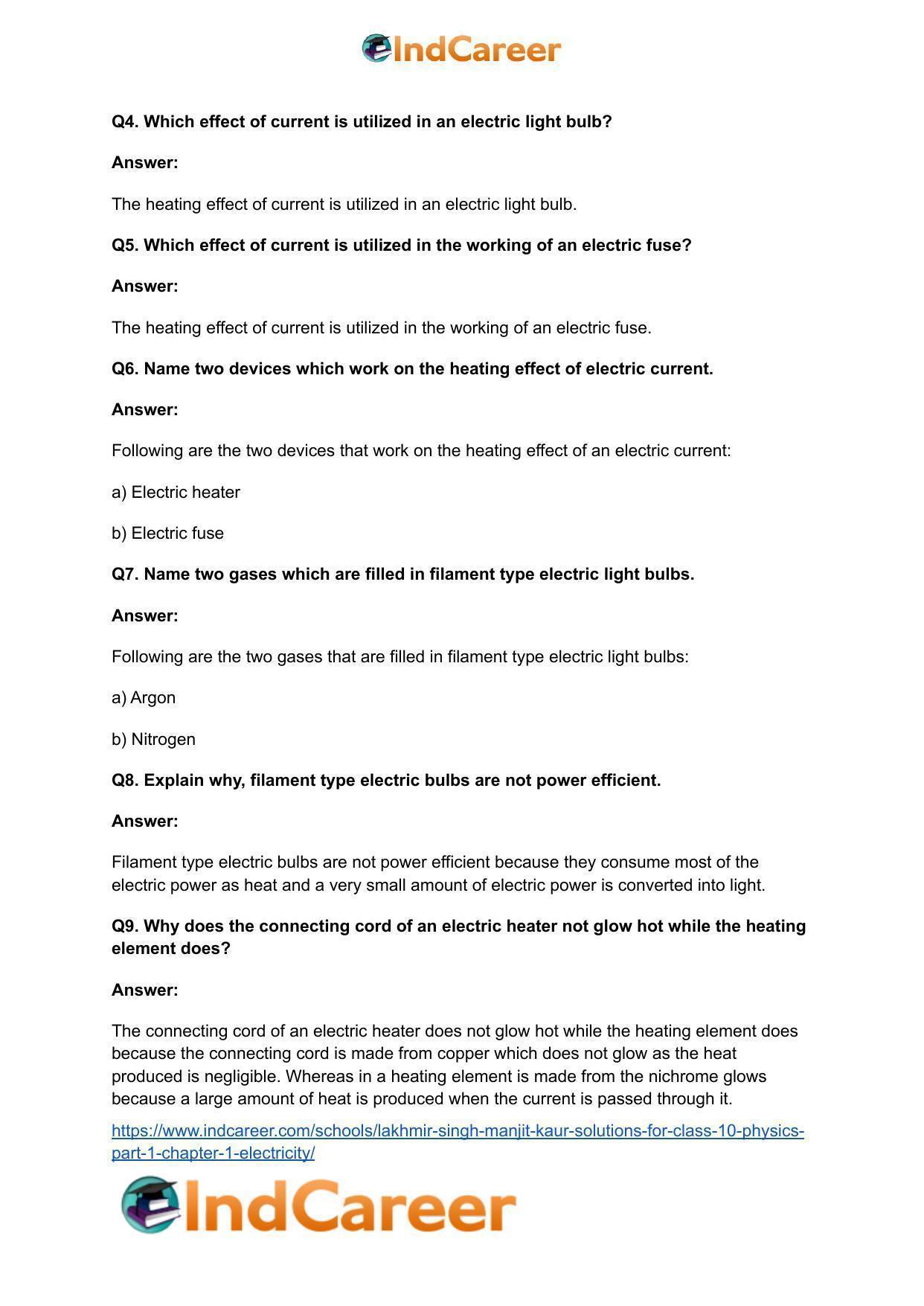 Lakhmir Singh Manjit Kaur  Solutions for Class 10 Physics (Part 1) Chapter 1- Electricity - Page 119