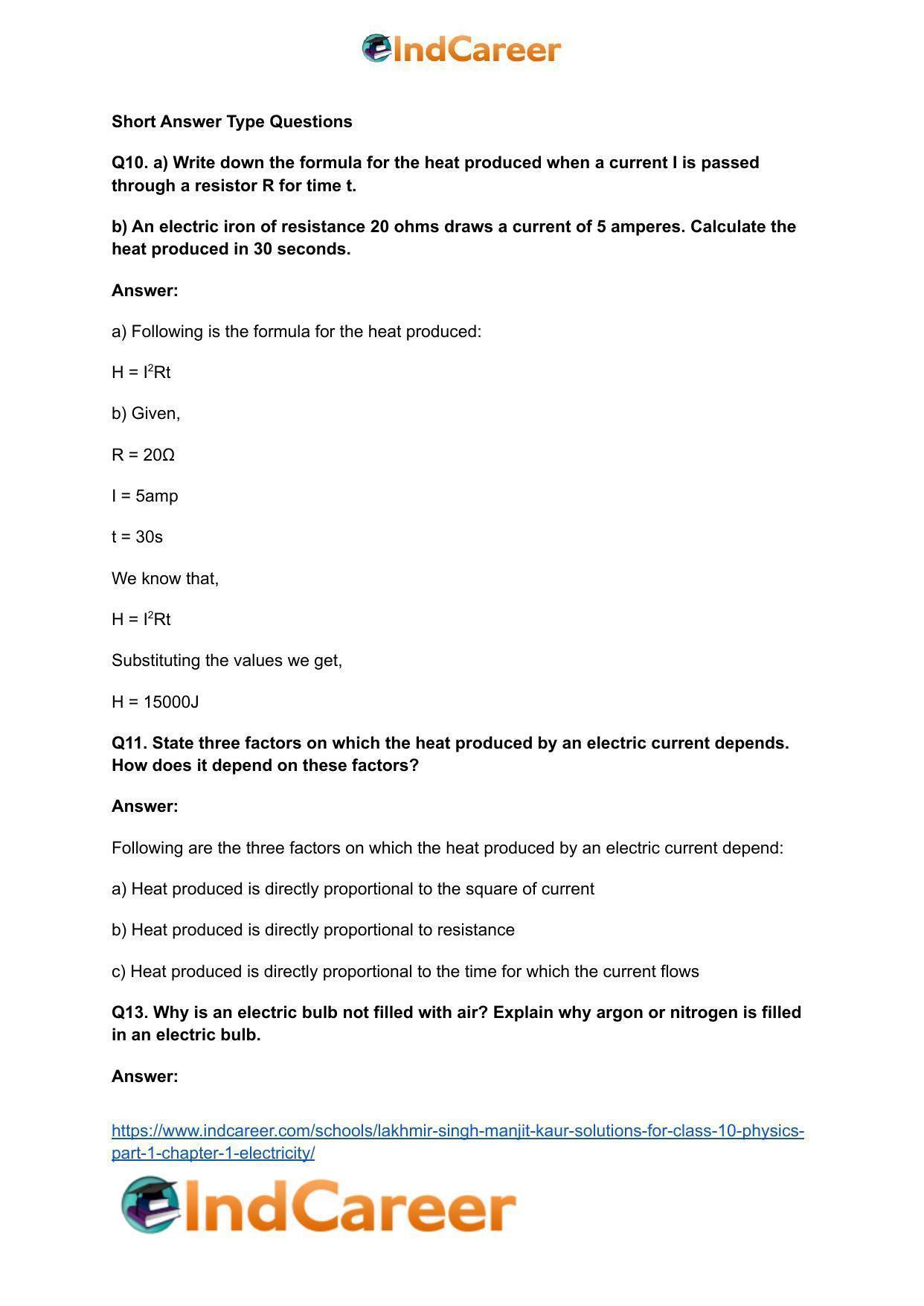 Lakhmir Singh Manjit Kaur  Solutions for Class 10 Physics (Part 1) Chapter 1- Electricity - Page 120
