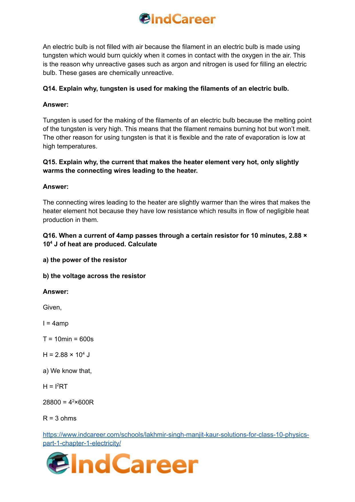 Lakhmir Singh Manjit Kaur  Solutions for Class 10 Physics (Part 1) Chapter 1- Electricity - Page 121