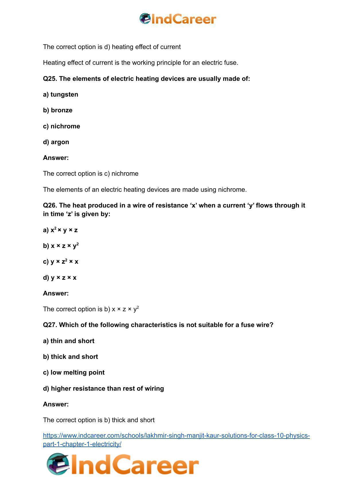 Lakhmir Singh Manjit Kaur  Solutions for Class 10 Physics (Part 1) Chapter 1- Electricity - Page 127