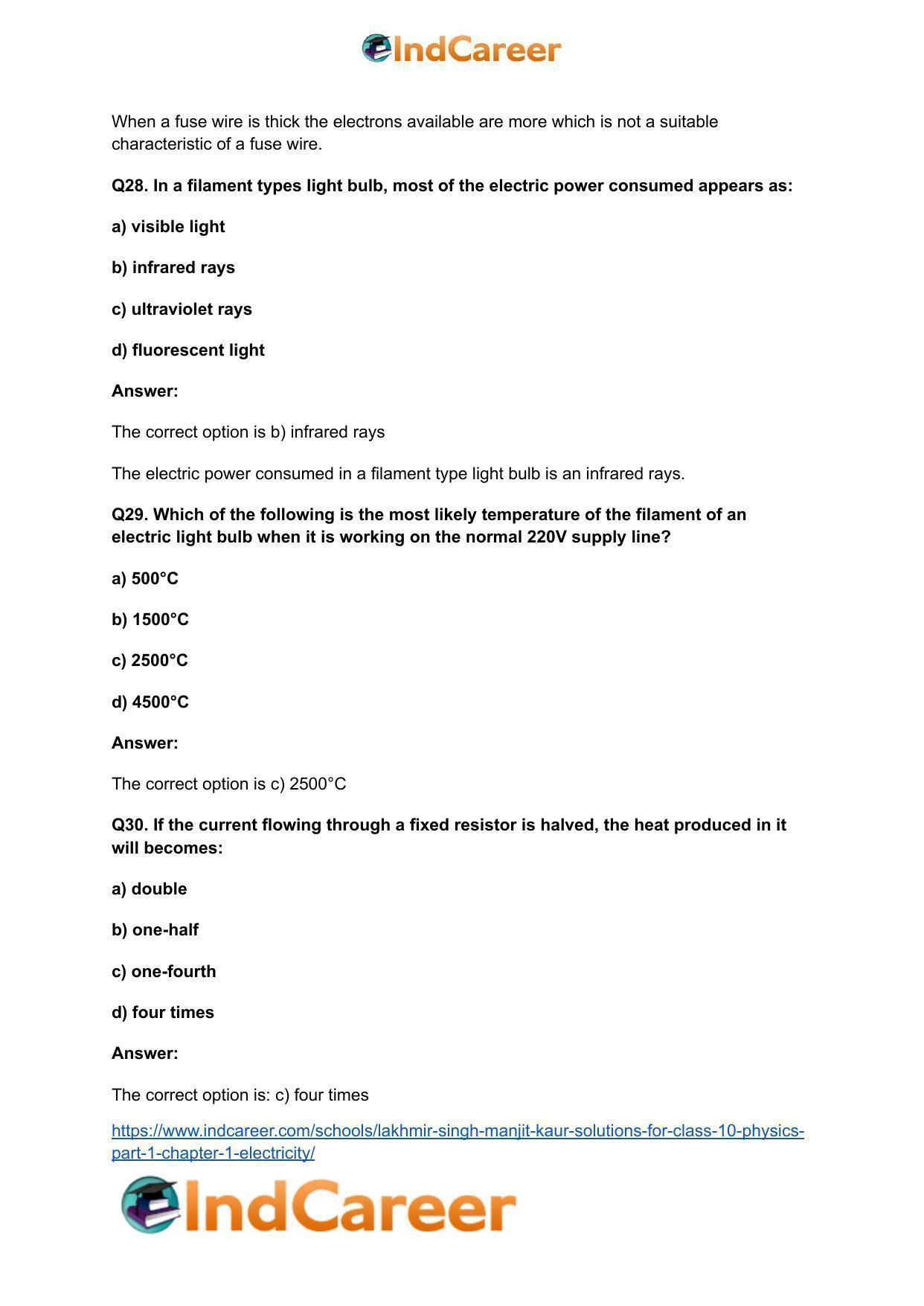 Lakhmir Singh Manjit Kaur  Solutions for Class 10 Physics (Part 1) Chapter 1- Electricity - Page 128